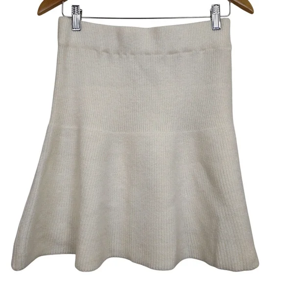 Mable Skirt Womens Large Cream Rib Knit Flare Soft Stretch Fall Preppy - Picture 6 of 13